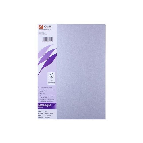 Quill Metallique Binder Cover A4 285gsm Silver Shadow_2